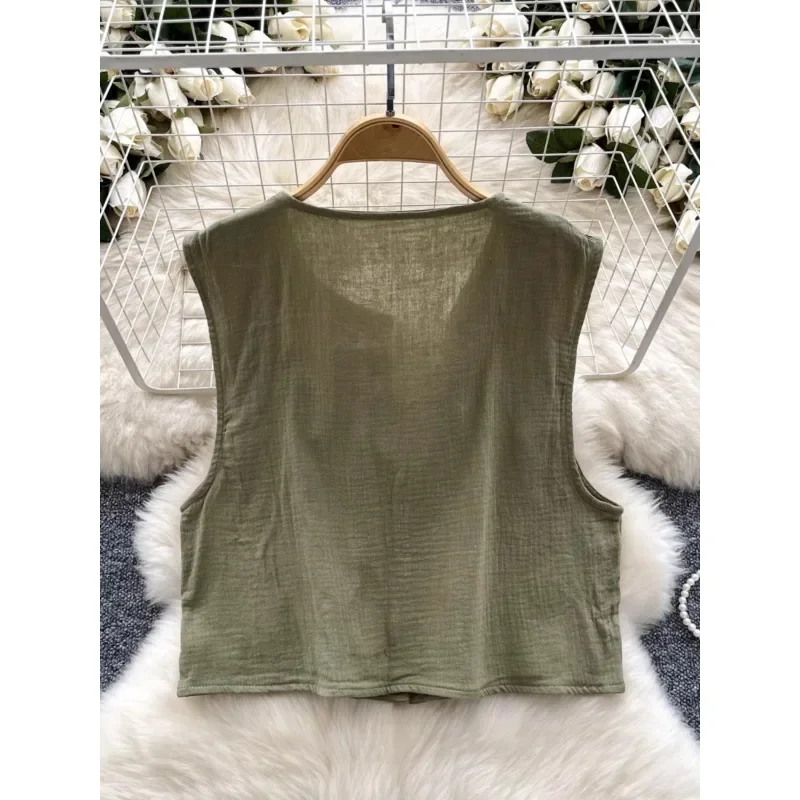 Vests Women 2024 Summer New O Neck Sleeveless Retro Bohemian