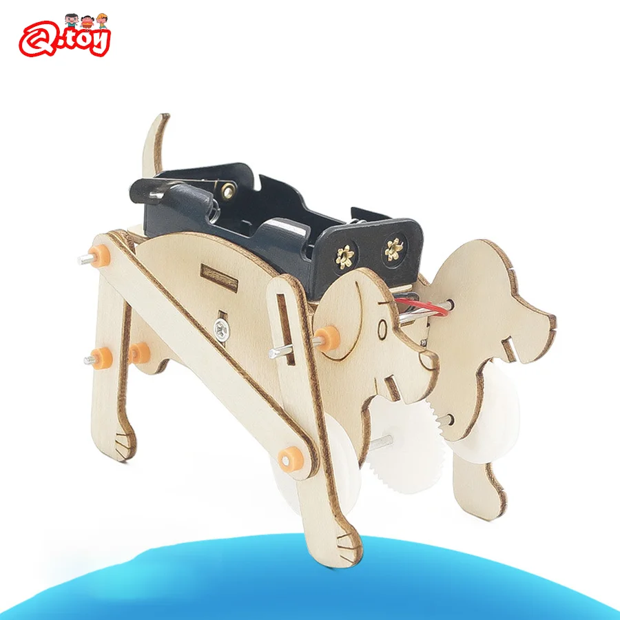 

DIY Wooden Puzzle Electric Dog STEM Toys Technologia Science Experimental Tool Kit Learning Education Game for Kids Teaching Aid