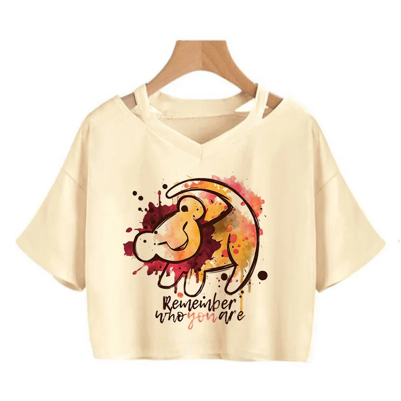 Disney The Lion King Crop Top T Shirt Cropped Harajuku T-Shirt Hakuna Matata Tshirt Donna Top Tees Abbigliamento Femminile