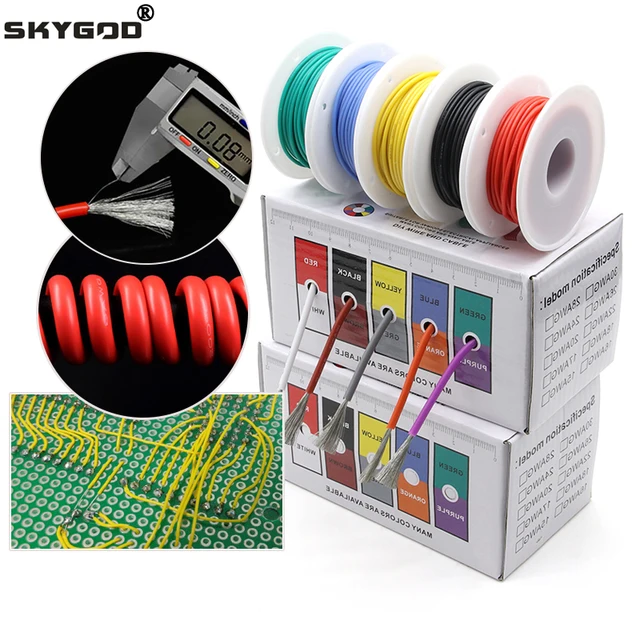 ชุดสายไฟซิลิโคนทนความร้อนแบบกล่อง ขนาด 30/28/26/24/22/20/18/16 AWG สายไฟฟ้าทองแดงเคลือบซิลิโคนแบบยืดหยุ่น 1