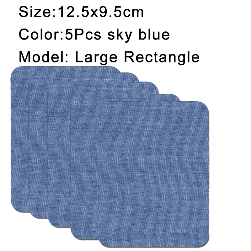 Denim Iron-On Patch Set: Self-Adhesive Blue Cotton Repair Patches