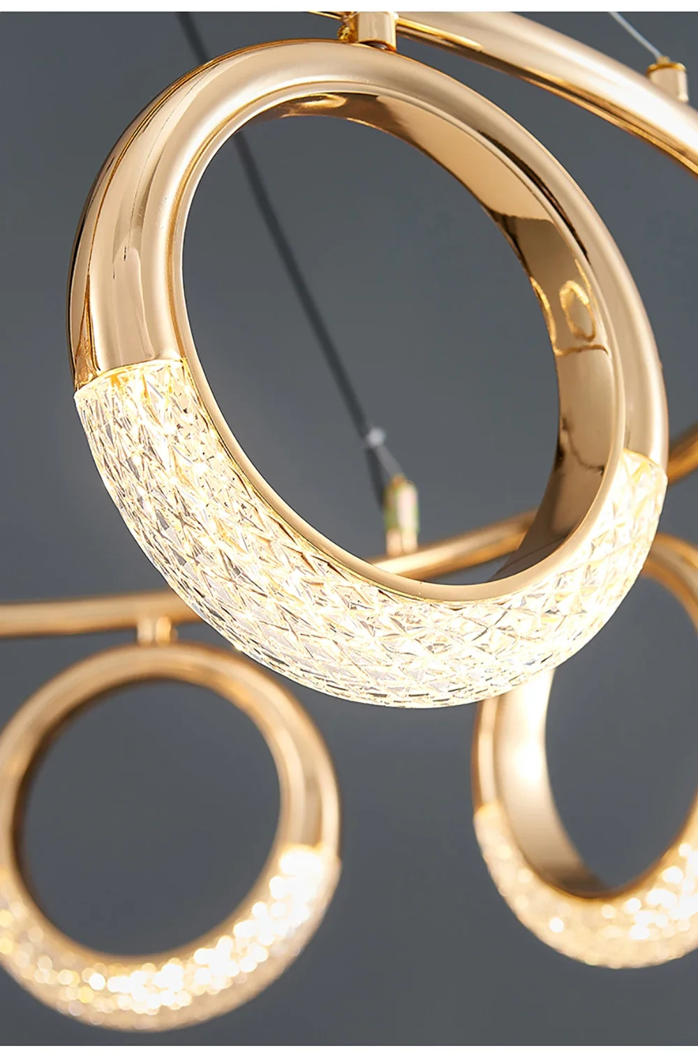 Description Picture 5 of itemPostmodern Light Luxury Golden Living Room Ceiling Lamp Bedroom Bedside Stairwell Designer Earrings Ring Long Chandelier