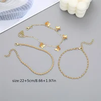1-3pcs Simple Metal Chain Butterfly Pendant Anklet for Women Adjustable Layered Vintage Minimalist Beach Anklet Set Foot Jewelry 6