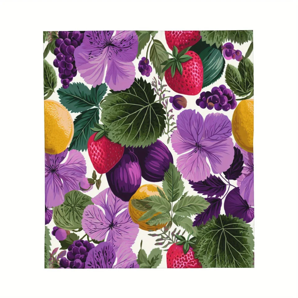 Cozy Strawberry Flannel Throw Blanket Lightweight