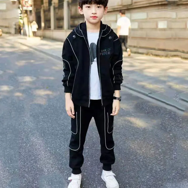 

Spring Autumn Sport Casual Children Clothes Set Hoodies Jackets Outerwear +Pants 2pcs Suit For 3-14Yrs Boys Noctilucent Suits