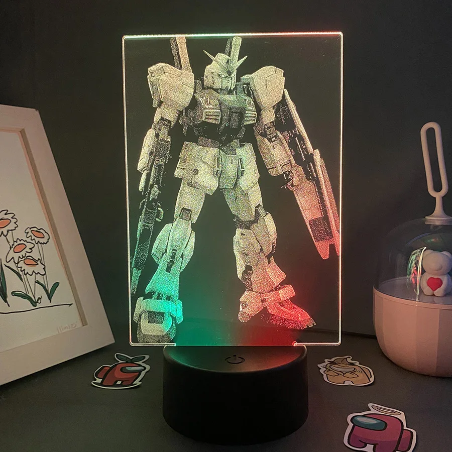 

Cool Gundams Nightlight 3D Acrylic Desk Lamp Two Tone Colorful Table Decorative Lighting Gadget Kids Birthday Gift Bedside LED