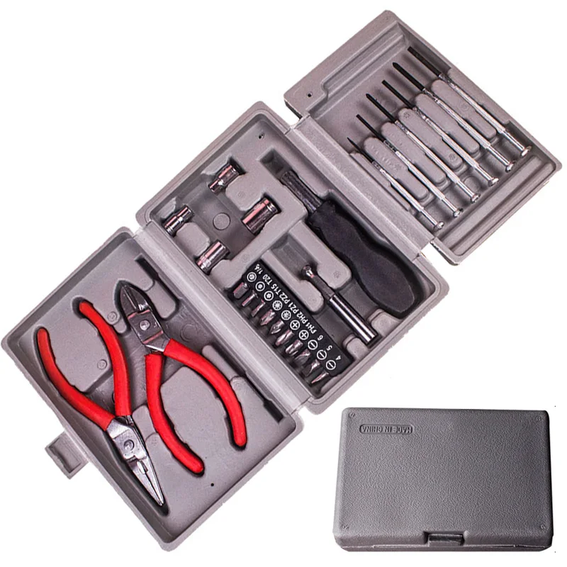 

24Pcs Household Hardware Tools Kits Multifunctional Toolbox Precidion Screwdriver Bits Pliers Set Repair Tool Boxes