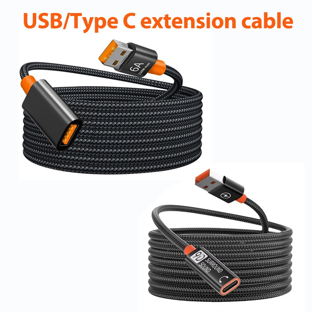 USB 남성-USB/타입 C 여성 연장 케이블 고속 충전 데이터 전송 연장 코드..