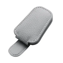 Leather Magnetic Car Sunglasses and Accessory Holder (GRAY)