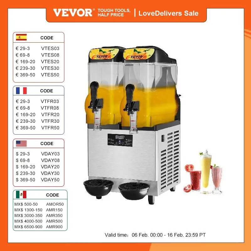 Vevor 2 X12L Commercial Slushy Machine Home Slush Maker Bevanda Congelata Distributore Di Bevande Ice-Cool Juice Smoothie Making Equipment