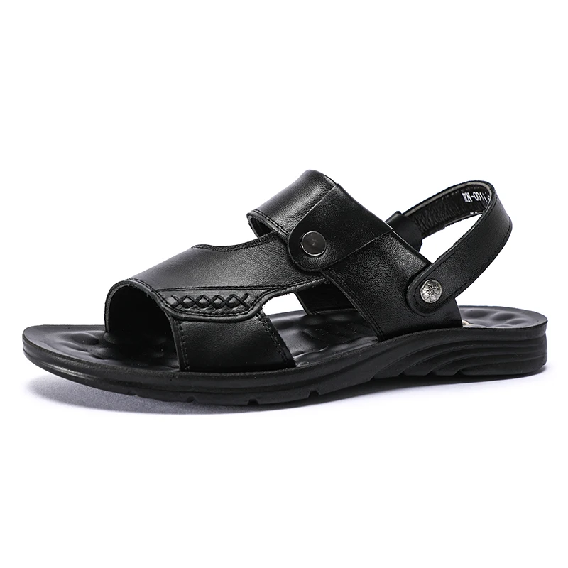 Men's Leather Sandals Summer Beach Outdoor Slippers
