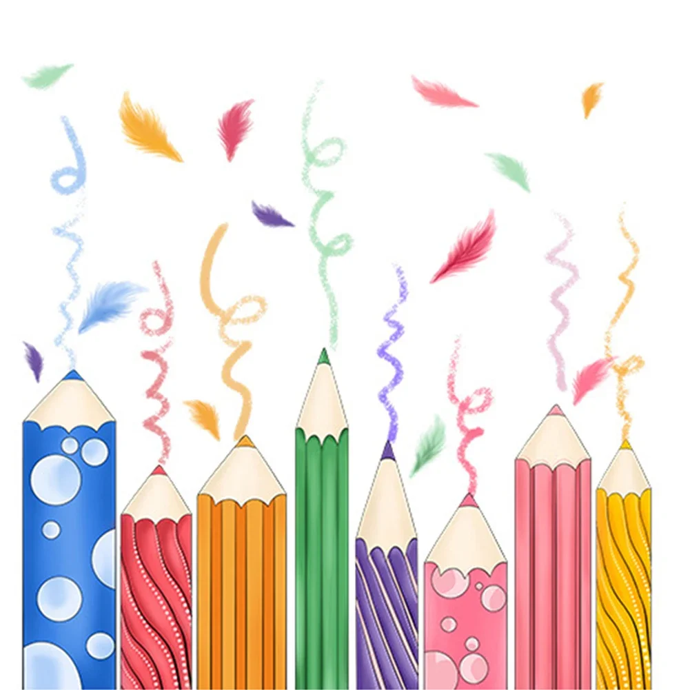 Cartoon Rainbow Crayon Wall Stickers Kids Room Bedroom Background Decoration Wallpapers Home Decor Self Stickers Nursery Decals