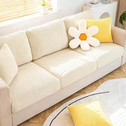 Premium Jacquard Stretch Sofa Seat Covers - Removable & Washable Slipcover Protector - Plus Size S (Cream)