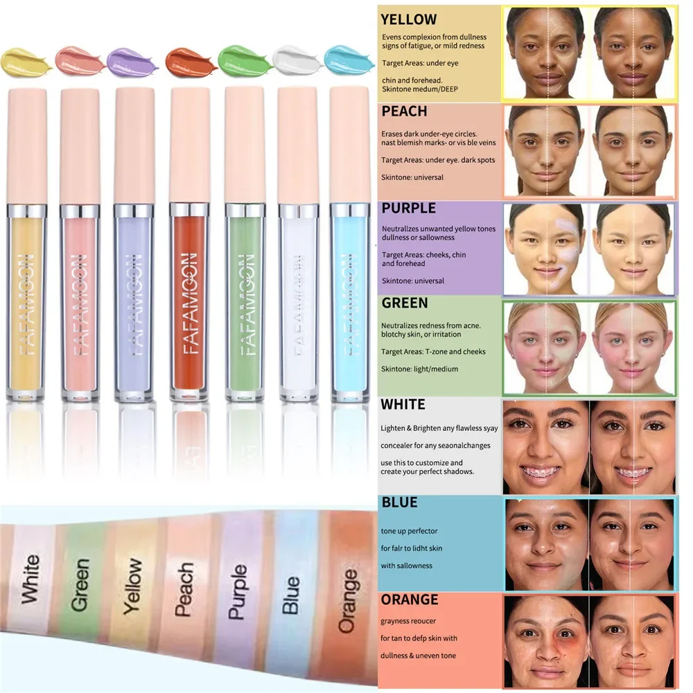 Liquid Concealer Full Coverage Foundation Cream Cover Spot Acne Dark Circles Tinted Shades Concealer Even Skin Tone Face Makeup