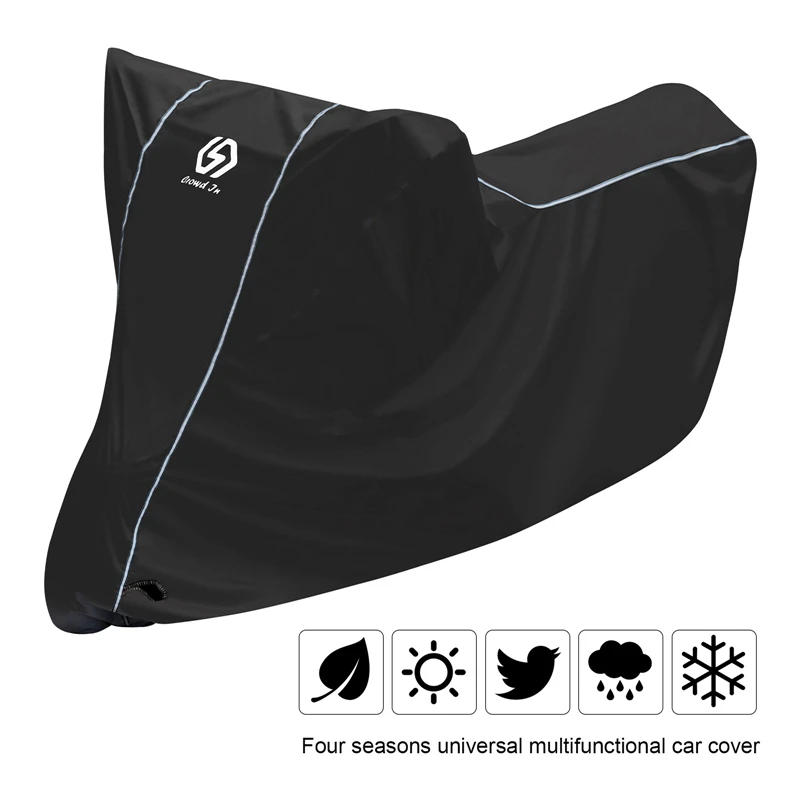 Waterproof Motorcycle Cover With Lockholes Reflective Strips Outdoor Uv Protector Scooter Cover