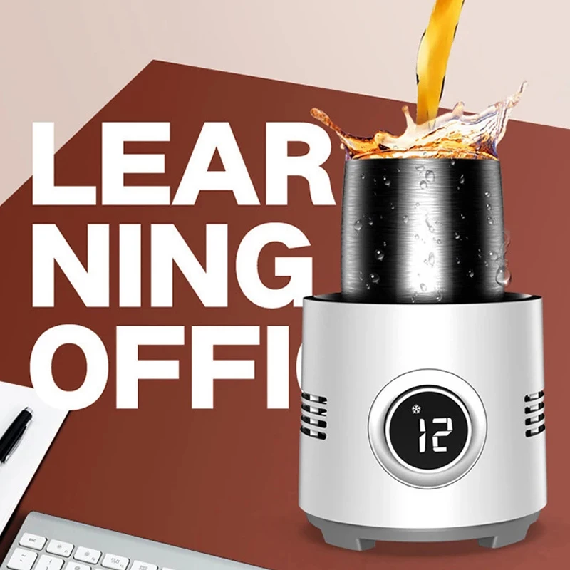 New 2 In 1 Drinks Cup Cooler Coffee Mug Warmer for Milk Tea Beer Desktop Electric Beverage Heating Cooling Cup for Home Office 4