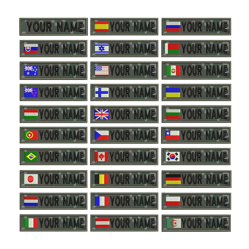 National Flag Embroidery Name Patches Stripes Badges Sticker Iron On Sewing On Hook&Loop For Clothing Hat Backpack Collar