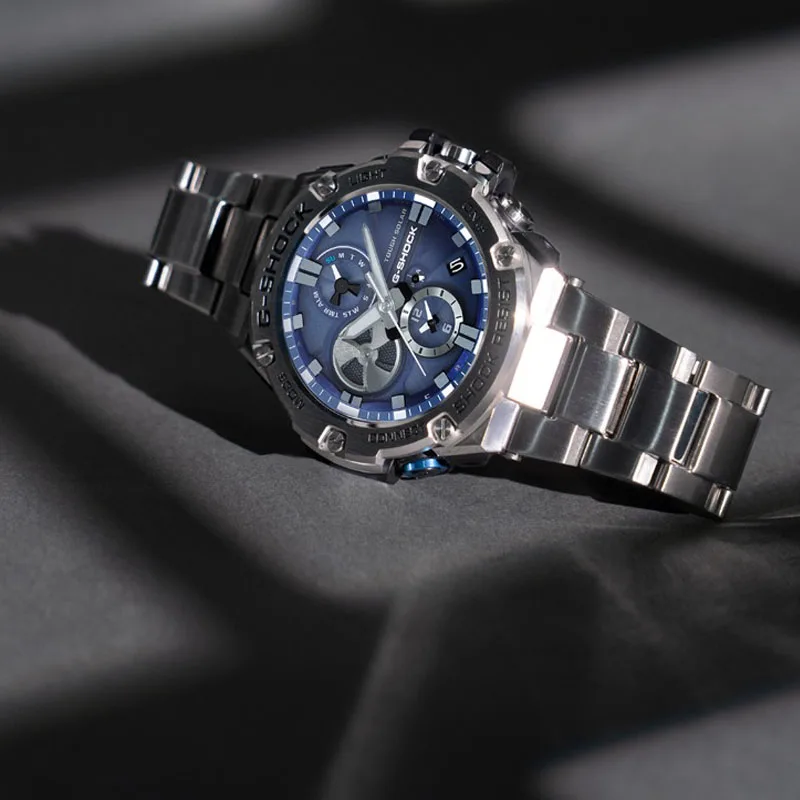 G-SHOCK Watch Men GST-B100 Casual Clock Luxury Multi-Function Shockproof Dual Display Stainless Steel Business Quartz Watches