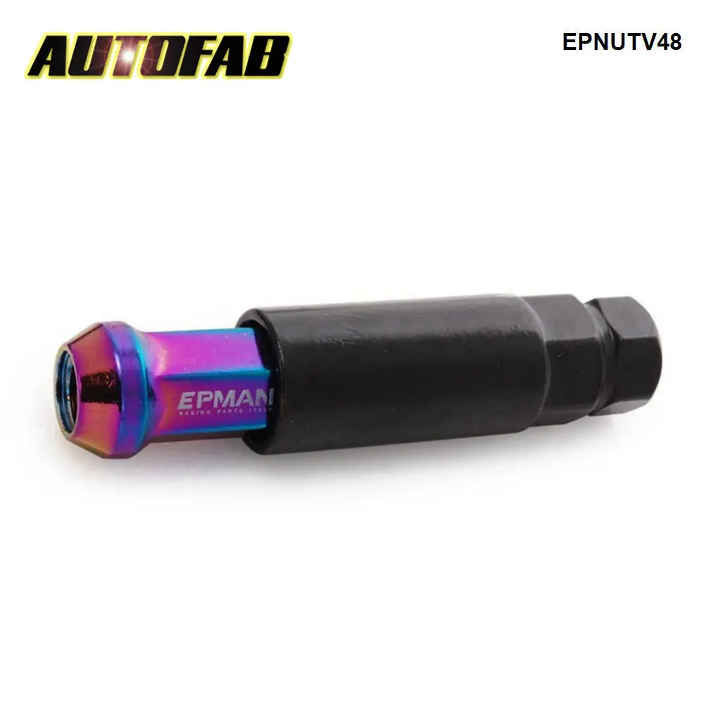 AUTOFAB-EPMAN V48 LUG NUTS STEEL 20 PCS M12X1.5 or M12X1.25 OPEN END EXTENDED TUNER 48MM KEY EPNUTV48