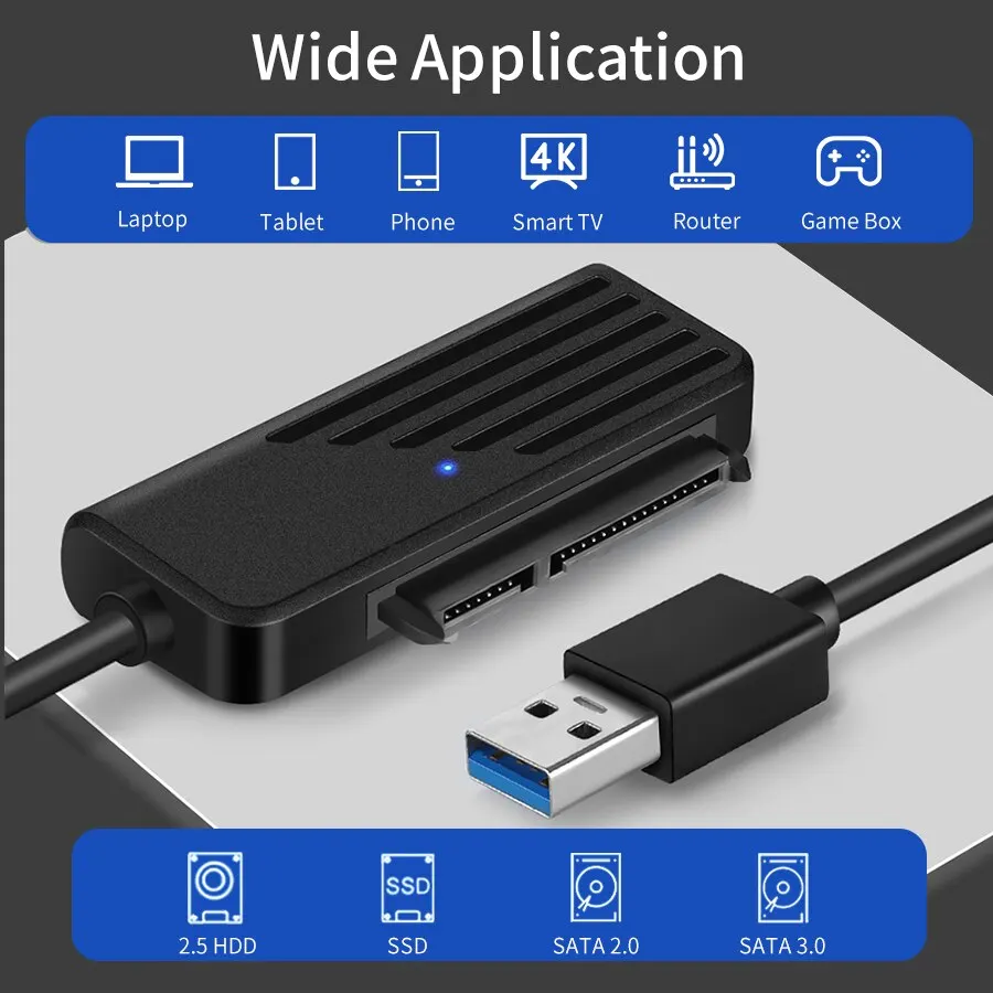 SATA to USB 3.0 어댑터 타입 C to SATA 케이블 5Gbps 고속 데이터 전송 2.5인치 HDD 하드 드라이브 SATA 어댑터