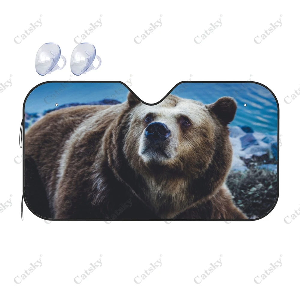 

Custom Animal Brown Bear Car Accessories Windshield Sunshade Foldable Sunvisor Protect UV Sunshade Visor Shield for SUV Cool