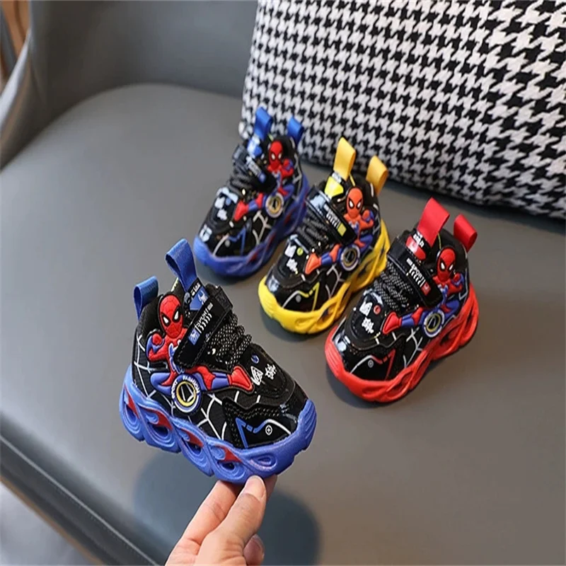 Boys Glowing Light Up Kids Sneakers Spider-Man Single Sneakers LED Luminous Children's Shoes