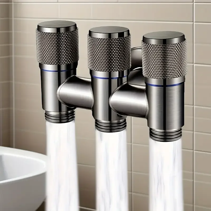 Three way diversion valve - wall mounted faucet with independent handle, 1 inlet and 3 outlets, suitable for washing machines