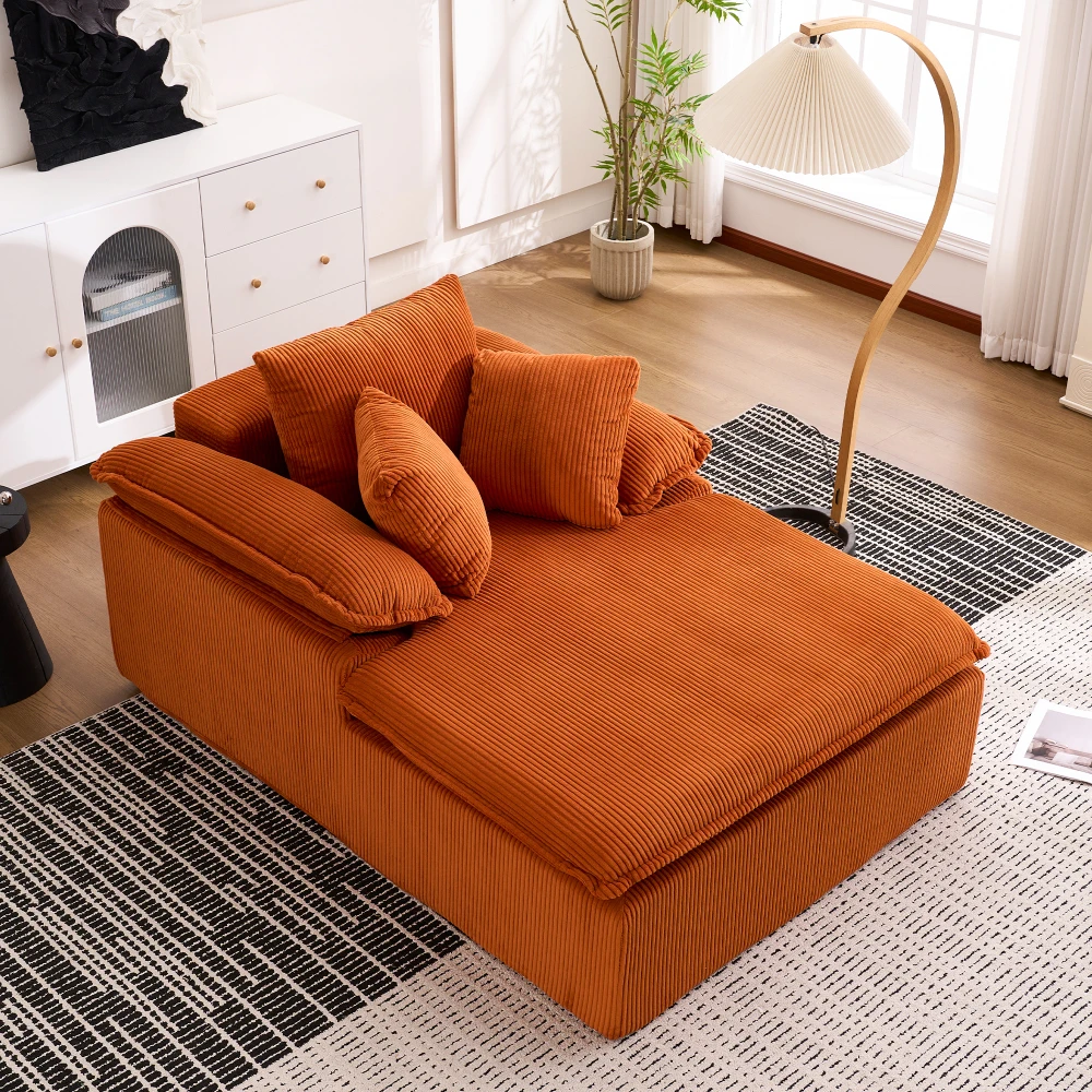 Modernes, bequemes Lese-Liegesofa mit breiten Armlehnen, keine Montage erforderlich, Sitzmöbel für das Wohnzimmer im Innenbereich – Detail 7