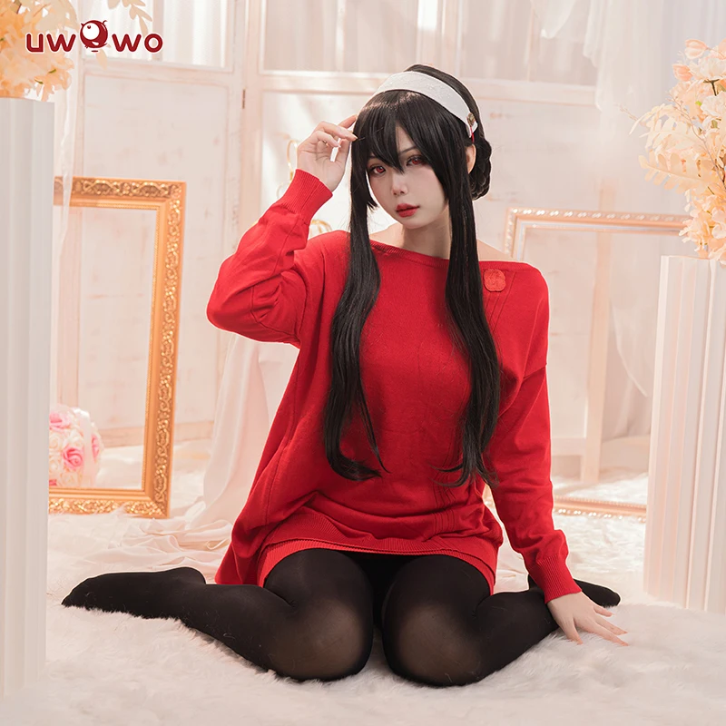 Yor Forgerr Cosplay UWOWO Anime Winter Sweater Yor Forgerr Dress Cosplay Outfit Halloween Costumes Casual Red Sweater
