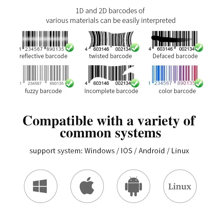 2D QR High Performance Anti-Drop Industrial Barcode Scanner