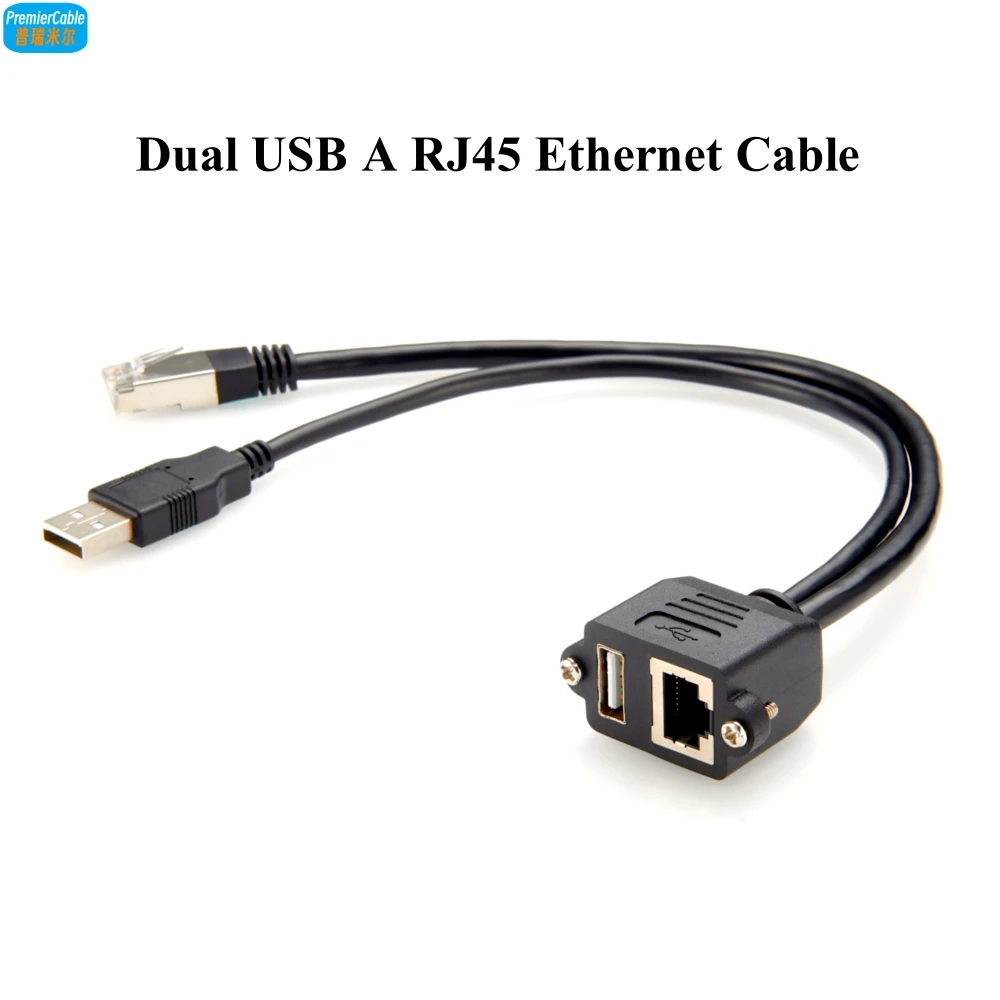 Dual USB 2.0 RJ45 Cat5e Ethernet Combo Extension Cable RJ45 8P8C USB ...
