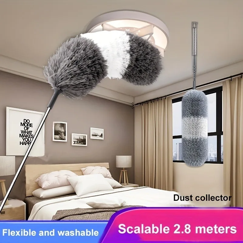 1 pole + 1 feather dusters Microfiber Feather Duster 110.23 Inch Extendable And Bendable Long Handle Dusters For Dust And Cob cleaning duster retractable duster microfiber duster brush telescopic duster brush feather duster microfiber dust brush telescopic dust brush telescopic dust remover