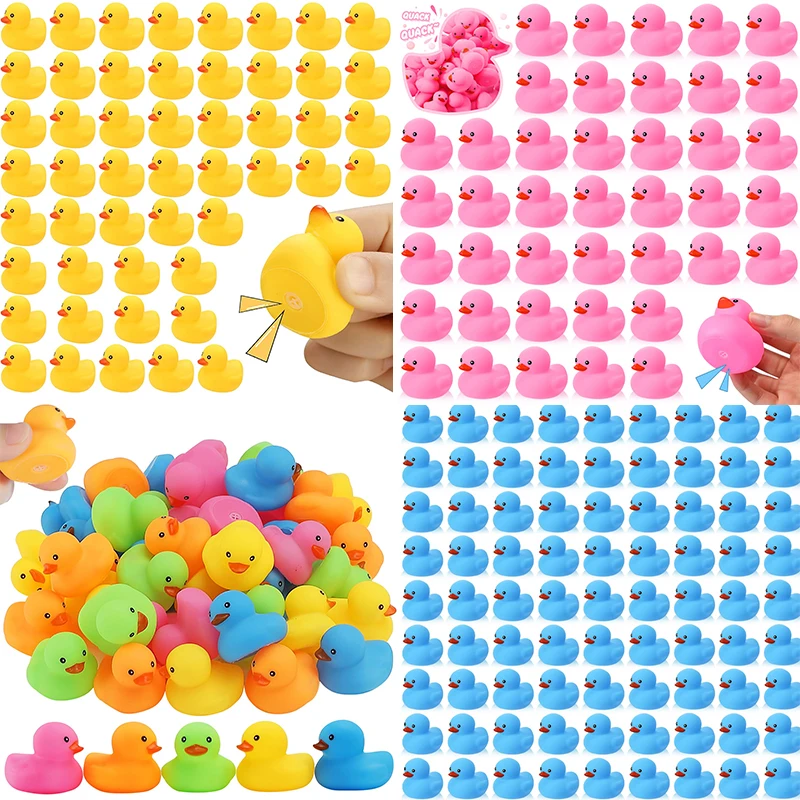 100Pack Mini Rubber Ducky Rubber Duck Bulk Float Duck Baby Bath Toy, Shower Birthday Party Favors Gift