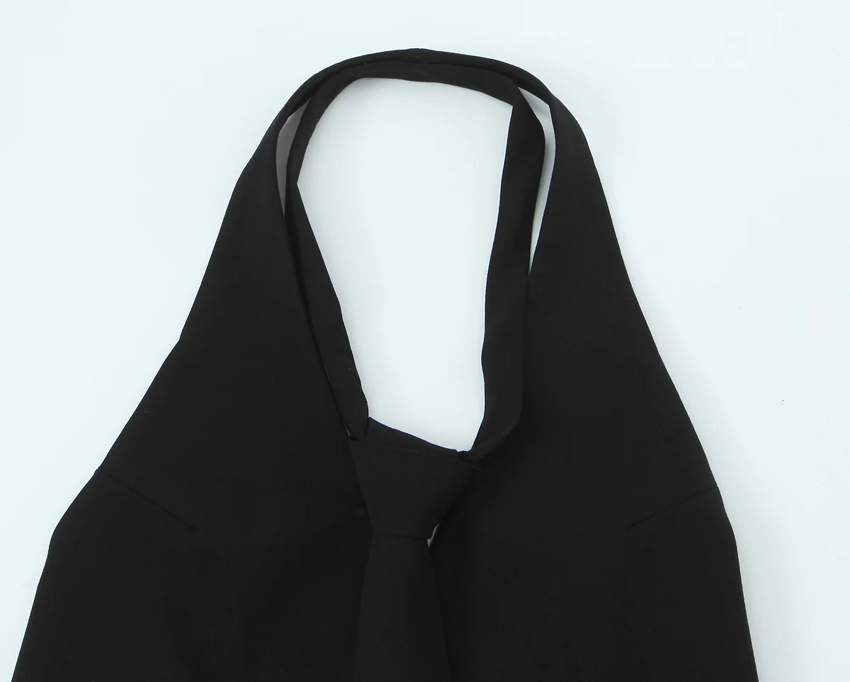 Women's Backless Top Summer New Arrival Black Sleeveless Halter Neck Tie Top Female Sexy Fashionable Casual Personality Vest