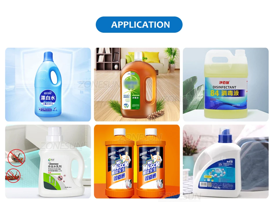 ZONESUN ZS-YTCR6 Corrosive Strong Acid Liquid Filling Machine Disinfectant Acid Alkali Sanitizer Bleach Bottle Filler