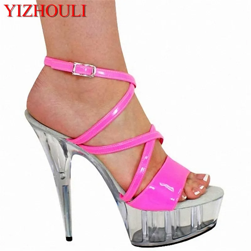 

Roman style hollow multi-color 15cm high heels, nightclub stage performance fashion pole dance shoes