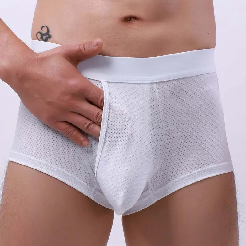 Hot Penis Hole Men Boxers Underwear Sexy Mesh Penis Pouch Male Panties Men U Convex Trunks Boxershorts Gay Lingerie Underpants 5