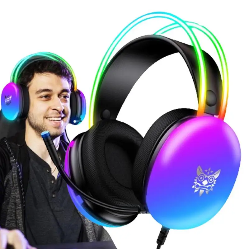 

Game Headset With Mic Stereo Wired Over-Ear Game Headphones Audio Over Ear With Light Noise Canceling Stereo Microphone Sound