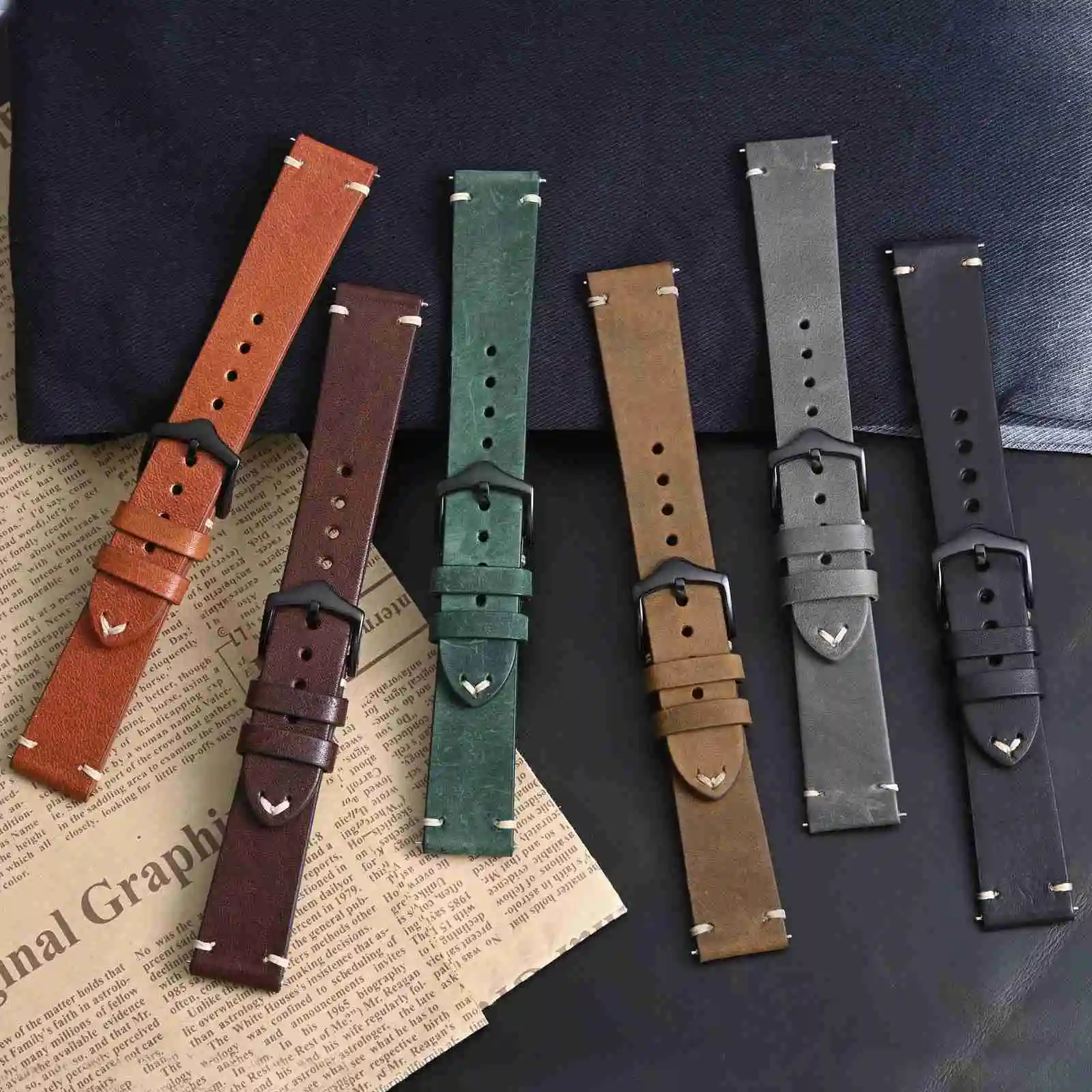 BISONSTRAP Luxus Crazy Horse Leder Echtes Rindsleder Uhrenarmband 18mm 19mm 20mm 21mm 22mm 23mm 24mm Armband für Männer Armband – Detail 17