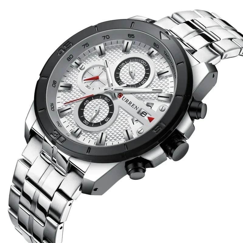 Curren New 8337 Men's Watch Six-needle Multi-function Quartz Calendar Watch Steel Belt Men's