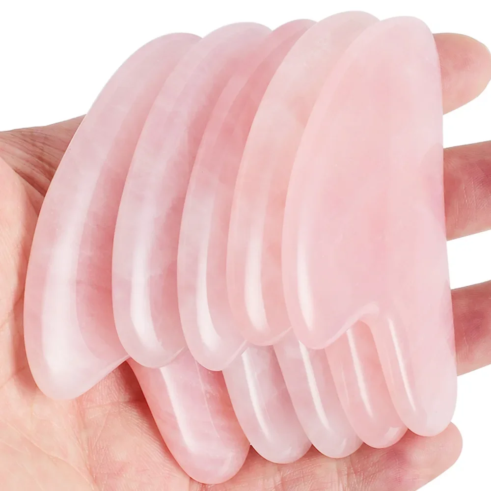 Natural Jade Gua Sha Scraper Board Massage Rose Quartz Jade Guasha Stone Face Massage Neck Skin Lifting Wrinkle Remover Tool