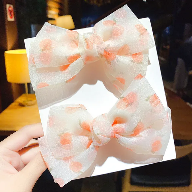 2022 New Bow Headgear Cute Sweet Little Girl Hair Accessories Summer Girls Net Red Clips Baby Hairpins Children Hair Clips Gifts H5