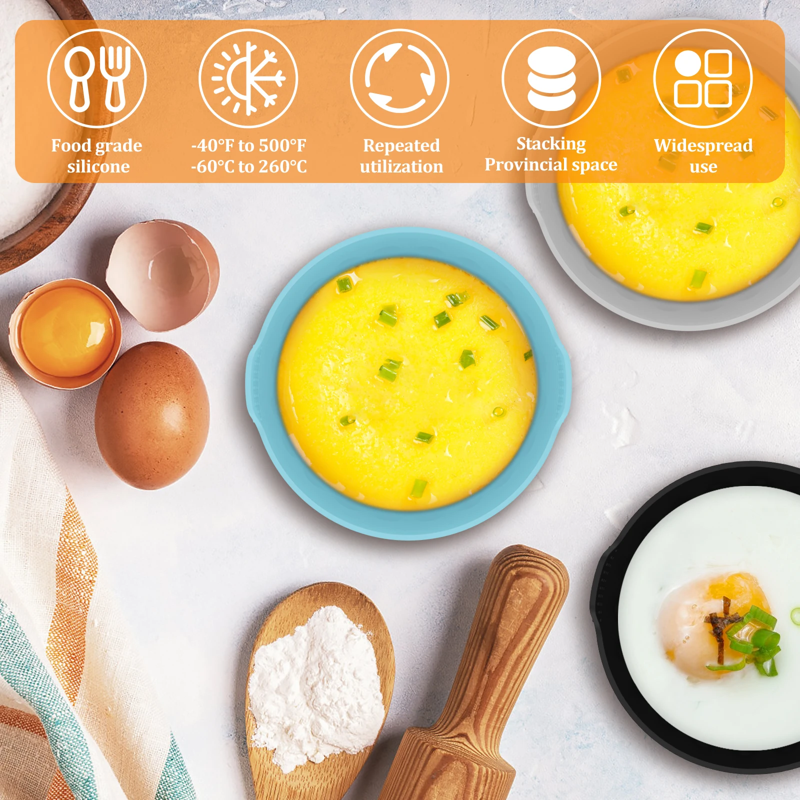 Egg Poacher 9Pcs Silicone Egg Poacher Cups Air Fryer Egg Boiler Mold Cup Eggs Cooking Baking Cups for Air Fryer Oven Microwave