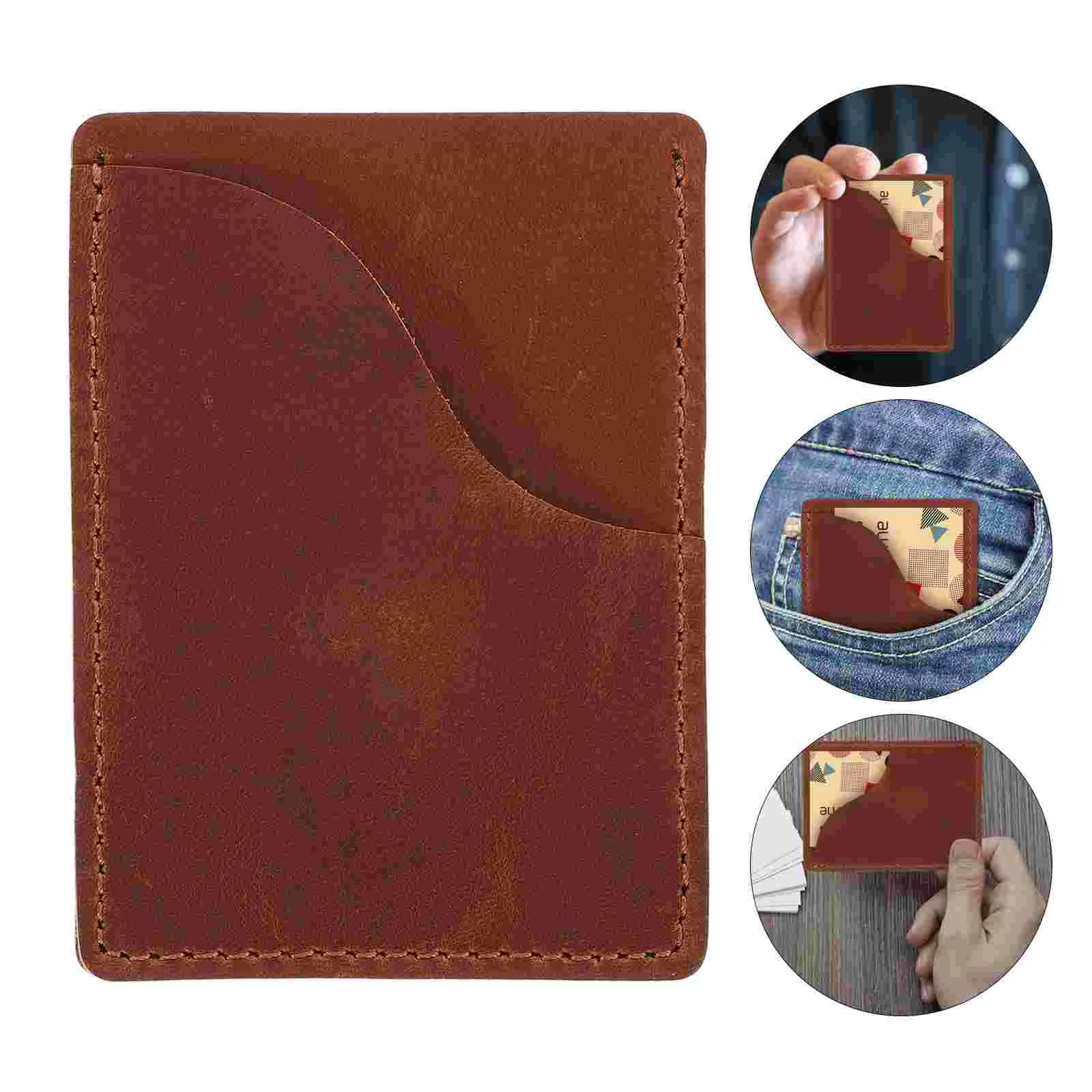 

Деловой телефон, Карманный Кошелек для кредитных карт (черный), сумка, органайзер для паспорта, мужской верхний слой из воловьей кожи, для путешествий