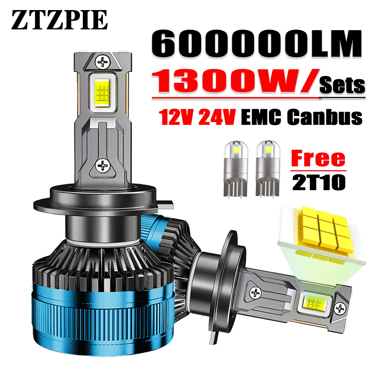 

ZTZPIE 6000K HB3 HB4 9005 9006 H1 H7 H4 H11 9012 H13 9004 лампа светодиодные лампы Canbus CSP 7750 мощная Автомобильная фара светильник 1300W 600000LM