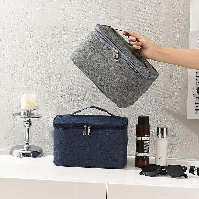 Toiletry Bag Square Business Travel Double-layer Large Capacity Makeup Oxford Cloth Storage Portable Handbag