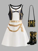 Robe débardeur pour filles, style universitaire décontracté, imprimée, sans manches, coupe trapèze, pour spectacle et été 3