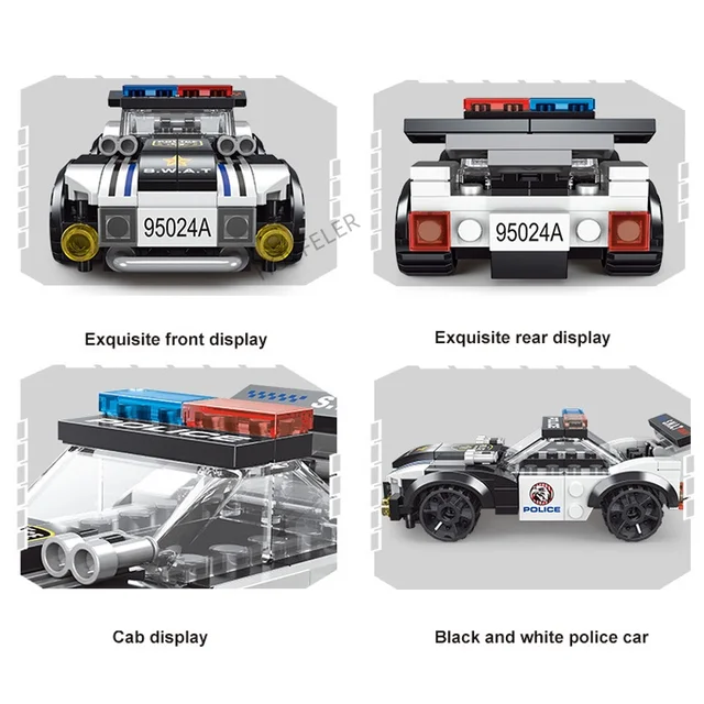 Super Police City Plane Dual-Rotor Helicopter Famous Car SWAT Building Blocks DIY MOC Classic Model Bricks for Children Kits 4