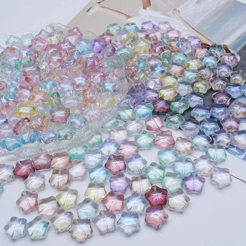 Colorful Five-Pointed Star Glass Beads - Set of 10