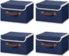 4PCS Storage Bins with Lid PU Leather Handles Storage Boxes PP Plastic Board Decorative Foldable Lidded Cotton Linen Fabric Home 2